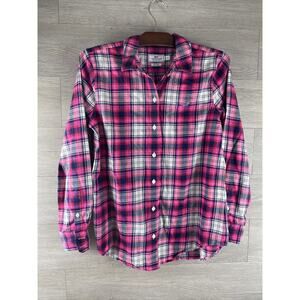 VINEYARD VINES Women's Shirt - 4 - Pink, Blue - Plaid - Relaxed Button Up
